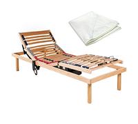 Rete elettrica motorizzata mod. Luxury Line (singola 80x190 cm) in legno di faggio, doppio motore OKIN + coprimaterasso impermeabile. Dispositivo medico.