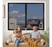 Rete in Fibra di Vetro Modello con Cerniera Zanzariera Autoadesiva, Schermo a Rete Fine per Protezione Insetti, Lavabile Riutilizzabile Schermo Anti-insetti per Soggiorno(Black,85x140cm)