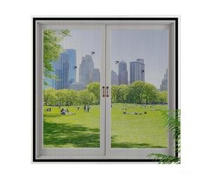Rete invisibile per porte e finestre, rete in poliestere traspirante con striscia autoadesiva, per installare il controllo degli insetti, colore nero (nero, 120 x 120 cm)