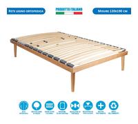Rete letto 120x190 piazza e mezza in legno doghe flessibili regolatori portanza [EEK: A]