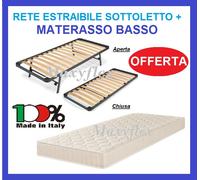 RETE LETTO ESTRAIBILE A SCOMPARSA ORTOPEDICA DOGHE SINGOLA CON RUOTE + MATERASSO