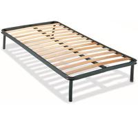Rete Letto Singolo 90x190 con Doghe in Legno E RINFORZO VERTICALE DI SOSTEGNO - Ortopedica, con 4 Piedi Smontabili - Struttura portante in Ferro Rinforzata