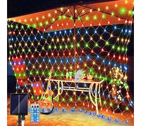 Rete Luminosa Solare, 2 x 3M Tenda Luci di Netta 8 Modalità 192 LED Rete Luminosa con Telecomando Impermeabili Garden Fata di Luce a Rete per Natale Feste Matrimonio Gazebo Esterni