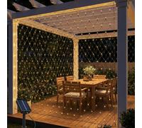 Rete luminosa solare per esterni, 2x2 m, 144 LED, 8 modalità di illuminazione, impermeabile, ideale per cespugli, giardino, finestre, Natale e matrimoni