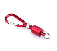 rete magnetica per pesca a mosca Supporto per rilascio in lega di alluminio Supporto per atterraggio magnetico Supporto da pesca con moschettone Supporto da rete con moschettone (Rosso)