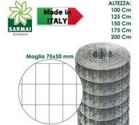 RETE METALLICA ZINCATA ROTOLO 25 m ELETTROSALDATA PER RECINZIONE MAGLIA 75x50 mm