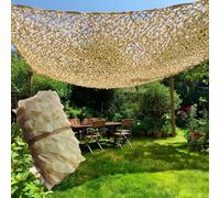 Rete Mimetica Militare 1x10m 2.5x4.0m 3x12m 4x17m 5.5x9m Rotolo di reticolato da Camuffamento, Reti mimetiche per campeggio, Telo Mimetico sabbia per giardino Protezione Solare esterno(9x20m)