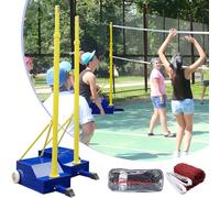 Rete mobile con ruota, supporto in acciaio per pallavolo, badminton, uso interno ed esterno, con base stabile
