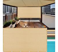 Rete Ombreggiante 120 x 150 cm Protezione Solare, Protezione Uv, Traspirante Frangivisto Rettangolare, Copri Ringhiera Balcone, Frangivisto Balcone con Occhielli e Corde per Giardino , Color Crema