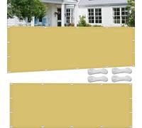 Rete Ombreggiante 160x370cm Idrorepellente e Antivento, con Protezione 98% Uv, Robusto e Stabile Telo Ombreggiante Occhiellato per Esterno, Giardino, Terrazzo, Balcone, Giallo sabbia