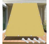 Rete Ombreggiante 210x360cm Idrorepellente e Antivento, con Protezione 98% Uv, Robusto e Stabile Telo Ombreggiante Occhiellato per Esterno, Giardino, Terrazzo, Balcone, Giallo sabbia
