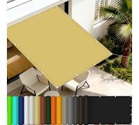 Rete Ombreggiante 240x400cm con Protezione 98% Uv, Idrorepellente e Antivento, Robusto e Stabile Tenda Vela Parasole per Esterno, Giardino, Terrazzo, Balcone, Giallo sabbia