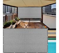 Rete Ombreggiante 55 x 120 cm Protezione Solare, Protezione Uv, Traspirante Frangivisto Rettangolare, Copri Ringhiera Balcone, Frangivisto Balcone con Occhielli e Corde per Giardino Terrazza, Grigio