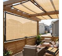Rete Ombreggiante Beige con Occhielli Ogni 50 cm, Telo Ombreggiante 90% in HDPE Traspirante per Pergola, Balcone, Giardino, Terrazza, Recinzione e Serra(6x15m)