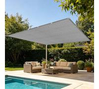 Rete Ombreggiante con Occhielli 160 x 220 cm Solare Traspirante Telo Parasole con Occhielli per Esterno, Giardino, Balcone, Terrazzo, Grigio Chiaro