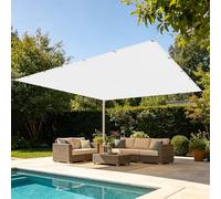 Rete Ombreggiante con Occhielli 195 x 220 cm Solare Traspirante Telo Parasole con Occhielli per Esterno, Giardino, Balcone, Terrazzo, Bianco
