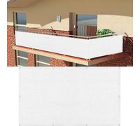 Rete Ombreggiante per Balcone 60 x 180 cm con Occhielli e Fascetta Protection UV Opaque Résistant Aux Contre Vent Telo Privacy Ringhiera per Appartamenti, Giardino Esterno, Bianco