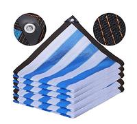 Rete Ombreggiante Recinti Resistente Ai Raggi Uv Telo Coprente Traspirante 75%,Rete ombreggiante a strisce bianche e blu Bianche Protezione Solare,Per Piante Serra Fienile Canile 4mx4m/13.1ftx13.1ft)