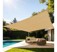 Rete Ombreggiante Rettangolare 50 x 600 cm Solare Rettangolare Protezione con Occhielli per Esterno, Terrazzo, Giardino, Balcone, Patio, Piscina, Giallo sabbia