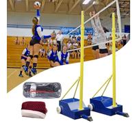 Rete Pallavolo Da Giardino Con Pali Regolabili E Rete Da Badminton, Sistema Portatile 2 In 1 Con Base Mobile A Ruote, Per Adulti E Bambini, Uso Interno Ed Esterno, Allenamento E Tempo Libero