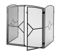 Rete parascintille Relaxdays, griglia per caminetto con porta, HxLxP: 80 x 197 cm, sicurezza, ferro, nero.