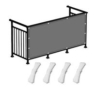Rete parasole da giardino, 170 x 250 cm, 98% protezione dai raggi UV, resistente alle intemperie, con corde di fissaggio, per balcone, colore grigio chiaro