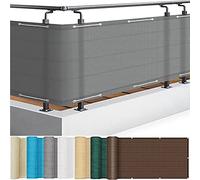 Rete parasole per balcone, 100 x 900 cm, protezione UV 95%, colore grigio, con corda e occhielli, per la privacy e il sole.