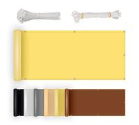 Rete parasole per balcone esterno, 110 x 1350 cm, resistente alle intemperie, resistente ai raggi UV, paravento per patio, colore giallo, con fascette e corda per la privacy del cortile