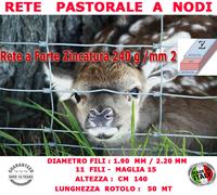 RETE PASTORALE PER RECINZIONE PECORE ANIMALI RETE PASTORIZIA M15 H.140 MT 50