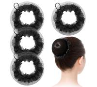 Rete per Chignon Danza Bambina Set di 4 Retine Coulisse Elastiche per Capelli Accessori per Ballerine Ginnastica Saggio Festa di Compleanno (Nero)