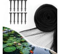 Rete per laghetto a maglia fine, 2 x 5 m, con 10 pezzi, resistente alle intemperie e ai raggi UV, per giardino, alberi da frutto, aiuole, stagni, contro uccelli, fogliame