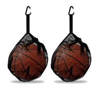 Rete per palla, 1 palla, 2 pezzi, colore nero, in rete, pieghevole, con coulisse, borsa per pallone, borsa portatile, borsa a rete, accessorio per zaino da appendere, per pallacanestro, pallavolo