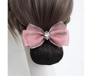 Rete Per Panini Da Donna Fiocco Carriera Testa Fiore Banca Assistente Di Volo Infermiera Piastra Retina For Capelli(Pink)