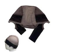 Rete per parrucca a forma di U, cuffia regolabile con clip per capelli, in velluto, con velcro, fascia elastica, adatta per parrucche non adesive, comoda e traspirante (marrone)