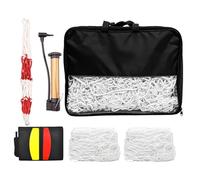 Rete per porta da calcio, 3,2 x 1,5 x 2,1 m, in nylon, 2 pezzi, con borsa per il trasporto, pompa ad aria, carte da arbitro e fischietto, rete di ricambio per porta da calcio e tempo libero