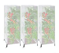 Rete per uccelli da giardino per gabbie per pomodori, confezione da 3 coperture per piante con cerniera con coulisse, barriera a rete in polietilene per verdure, frutta, contro uccelli, scoiattoli