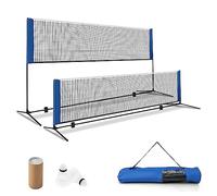 Rete per volani con supporto, rete da badminton, regolabile in altezza, con 2 volani e borsa per il trasporto, supporto a rete portatile, per badminton, tennis, pallavolo (420 cm)