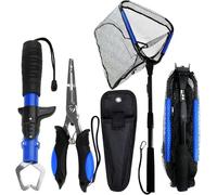 Rete pieghevole telescopica galleggiante con pinze da 17,8 cm e pinza per labbro, rete da pesca per bambini con secchio pieghevole per sabbia e accessori per attrezzi da pesca