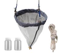 Rete Plankton Rete sperimentale in nylon per plancton per la ricerca, rete per campionamento di plancton all'aperto da 64/112 micron, 2 bottiglie di raccolta(125 Mesh)