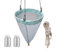 Rete Plankton Rete sperimentale in nylon per plancton per la ricerca, rete per campionamento di plancton all'aperto da 64/112 micron, 2 bottiglie di raccolta(200 mesh)