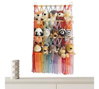 Rete Porta Peluche - Rete Giocattoli A Tre Livelli Con Nappine - Arredamento Estetico Salvaspazio Per Camera Bambina Angolo Casa Guardaroba Letto