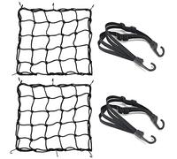 Rete portabagagli per moto,Rete Ragno Elastica Moto,2pz Rete Ragno Elastica + 2pz Corda Elastica,Corde Elastiche con Ganci Rete,Moto Bici Portapacchi Coprire Appendere Casco Bagagliai con Ganci
