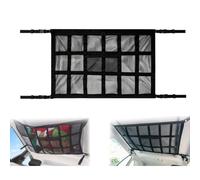Rete Portaoggetti da Soffitto per Auto, 90x65cm Rete Portaoggetti Auto con Cerniera, Universale Rete Bagagliaio, Portabagagli da Tetto per Quattro Maniglie del Tetto per SUV Furgone