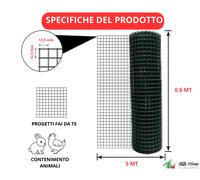 Rete Recinzione METALLICA PLASTIFICATA VERDE Elettrosaldata Maglia 12,5x12,5 mm