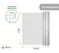 Rete Recinzione Zincata Metallica Elettrosaldata 12,5x12,5 cm Varie Misure