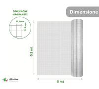 Rete Recinzione Zincata Metallica Elettrosaldata 12,5x12,5 cm Varie Misure