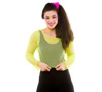 Rete Top Manica Lunga 1980s Costume Neon Accessorio 80s Completo Accessorio