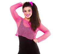 Rete Top Manica Lunga 1980s Costume Neon Accessorio 80s Completo Accessorio