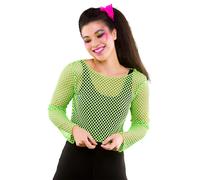 Rete Top Manica Lunga 1980s Costume Neon Accessorio 80s Completo Accessorio