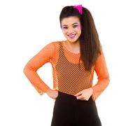 Rete Top Manica Lunga 1980s Costume Neon Accessorio 80s Completo Accessorio